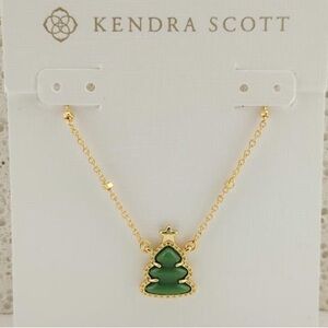 Kendra Scott Gold and Green Tree Pendant Necklace